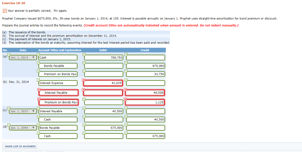 Exercise 10-20 Your answer is partially correct. Try again. Prophet Company