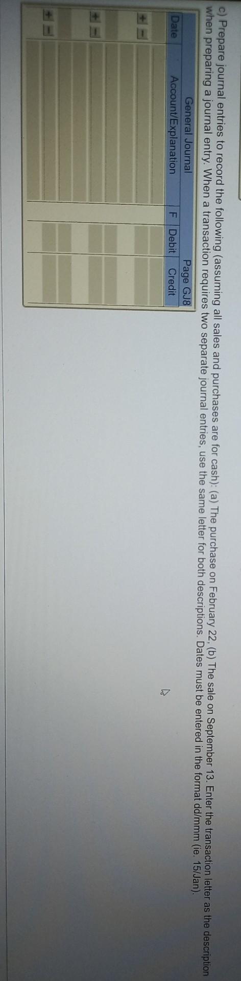 The Dylex Corporation company has the following purchases and sales during the