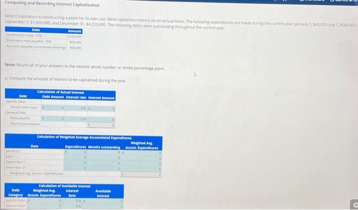  Do a-c please. Computing and Recording Interest Capitalixation Seprember 1, 31,600.000,