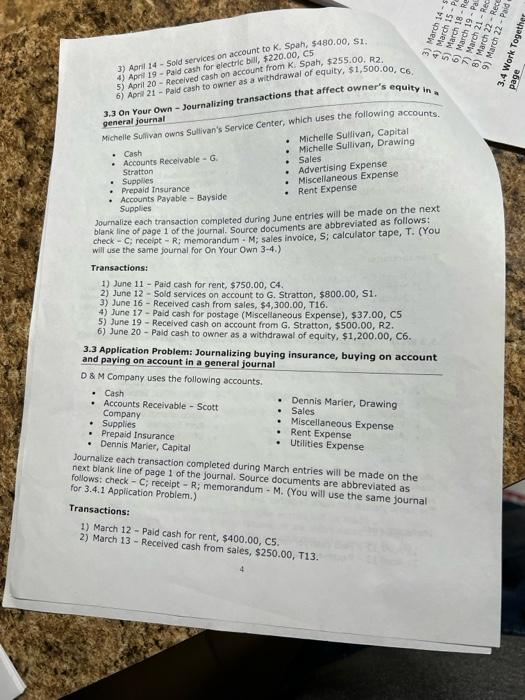 Use page 1 of the fournal. Source documents are abbreviated as follows: