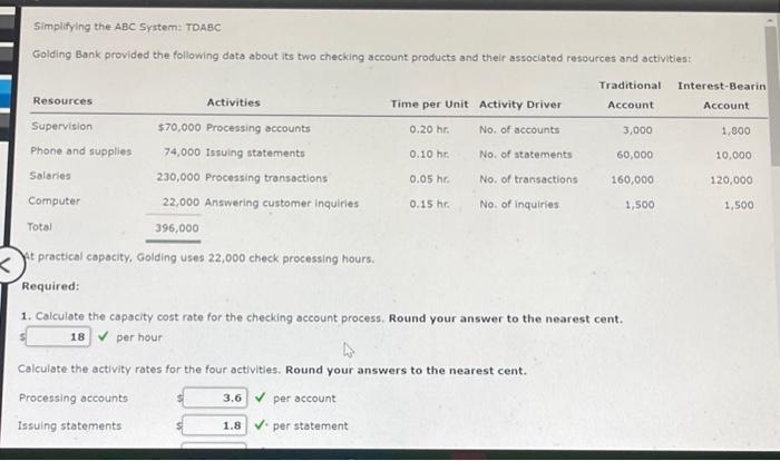  this is all the information provided Simplifying the ABC System: TDABC