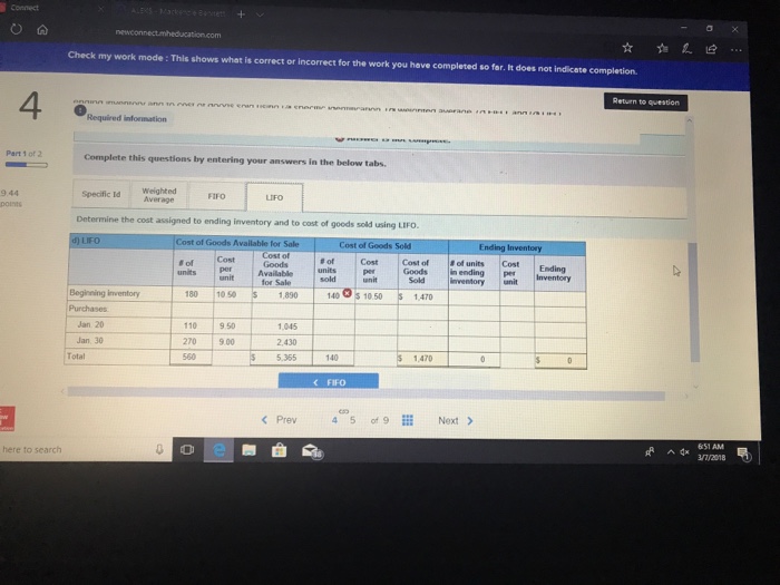 Retail Units Acquired at Cost inventory180 unitse $10.50-$1,89 110 units@% 9.50-1,045 Jan.