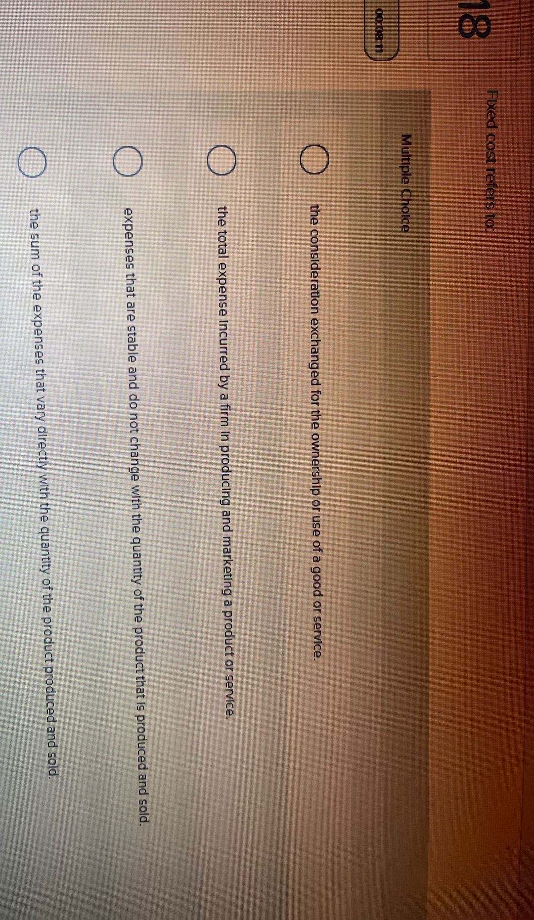  Flued cost refers to: Multiple Choice cocoat1 the consideration exchanged for
