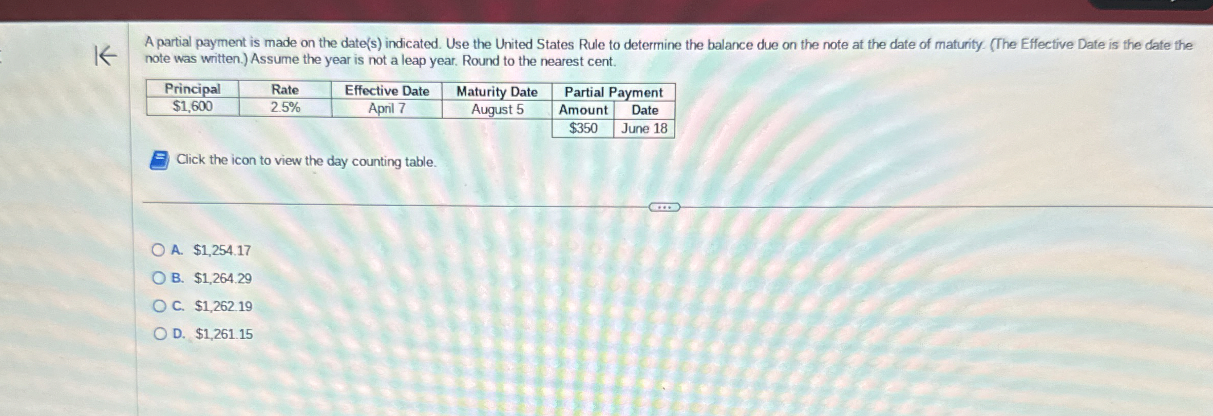  A partial payment is made on the date(s) indicated. Use the