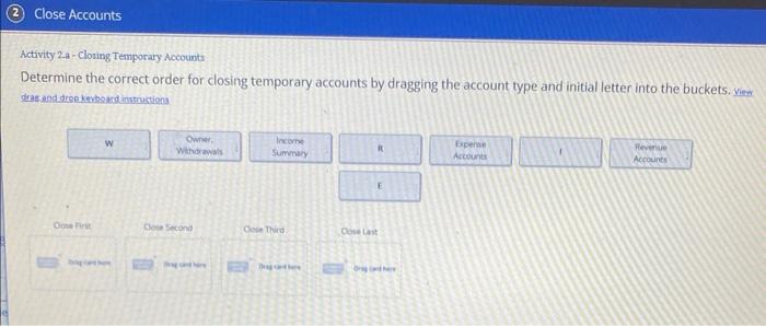  Activity 2.a - Closing Temporary Accounts Determine the correct order for