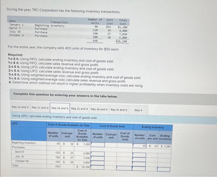 company sells 400 units of inventory for $50 each. Required: 1-a \&