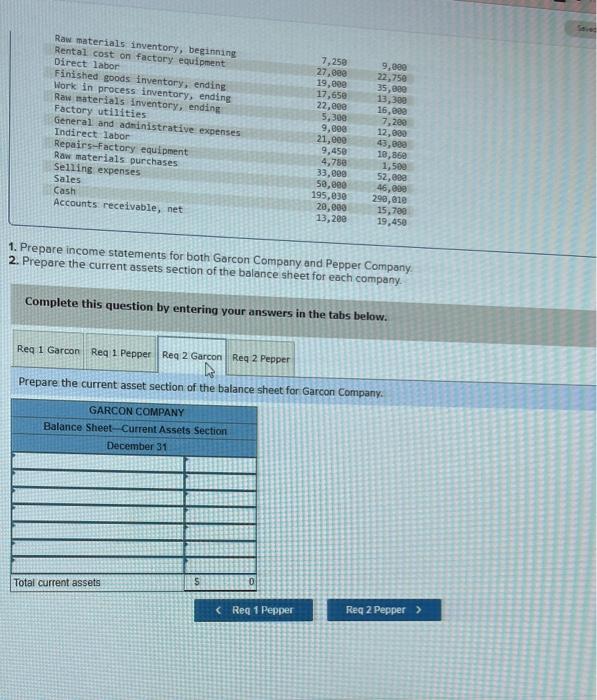 for the year ended December 31 . 1. Prepare income statements for