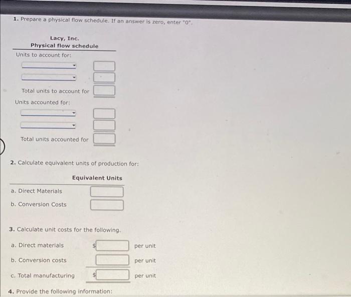 Inventory, Activity Based Couting Lacy, Inc., produces a subassembly used in the