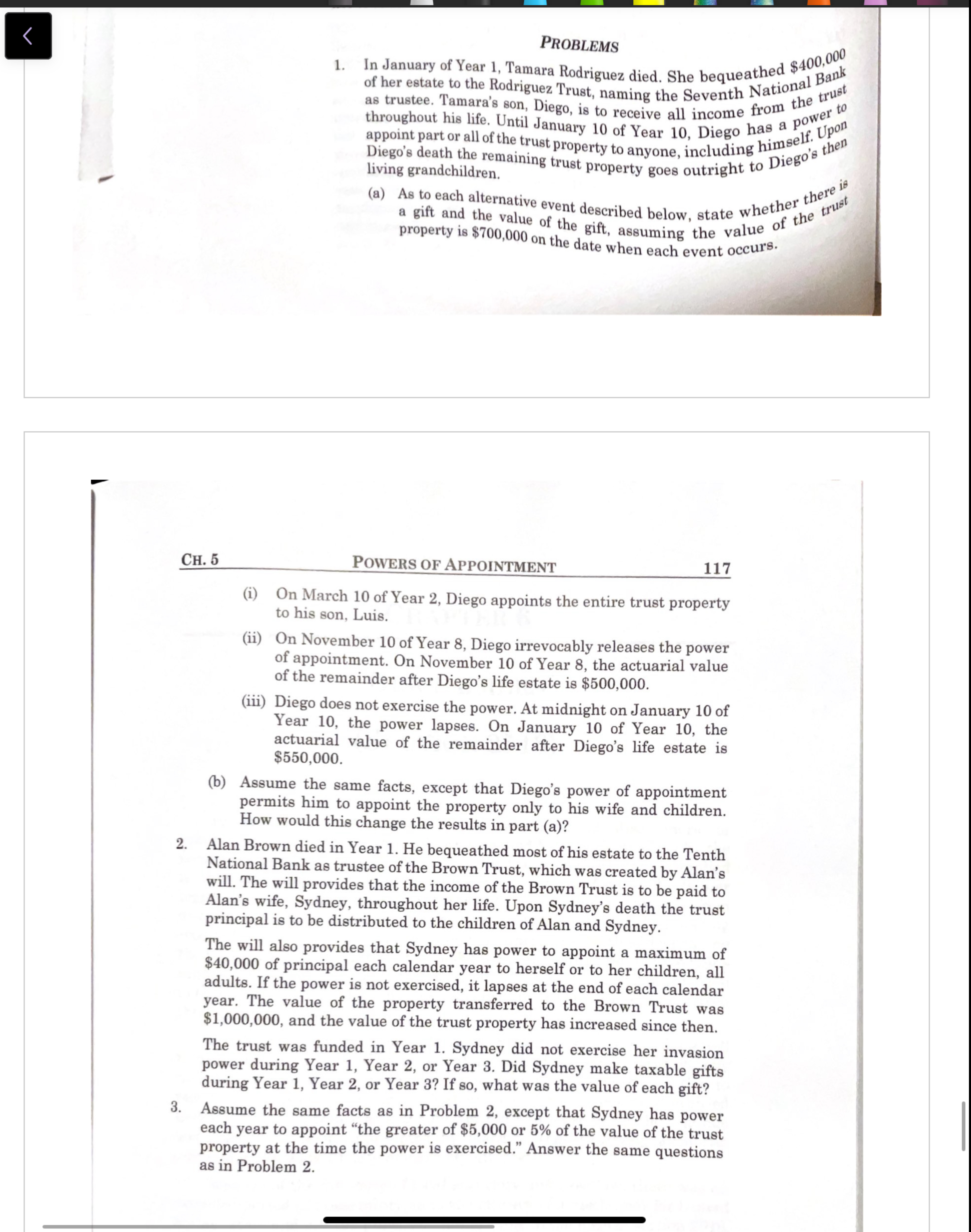  CH.5 (i) On March 10 of Year 2, Diego appoints the