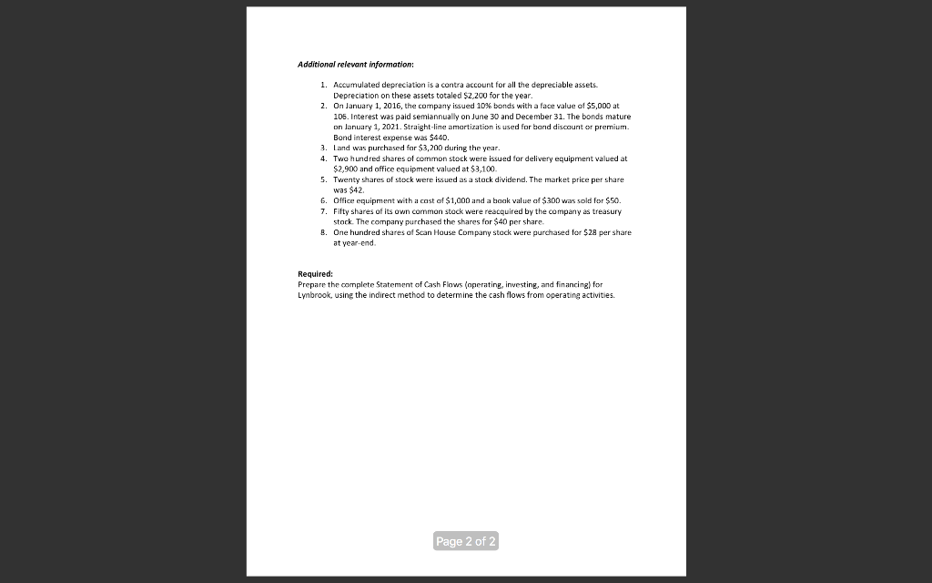 25, 2020 by 11:59 pm (upload to Learn) The comparative balance sheets