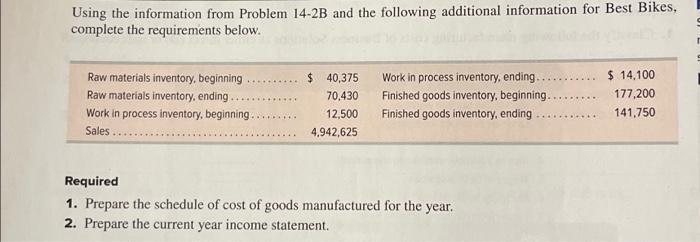  Using the information from Problem 14-2B and the following additional information