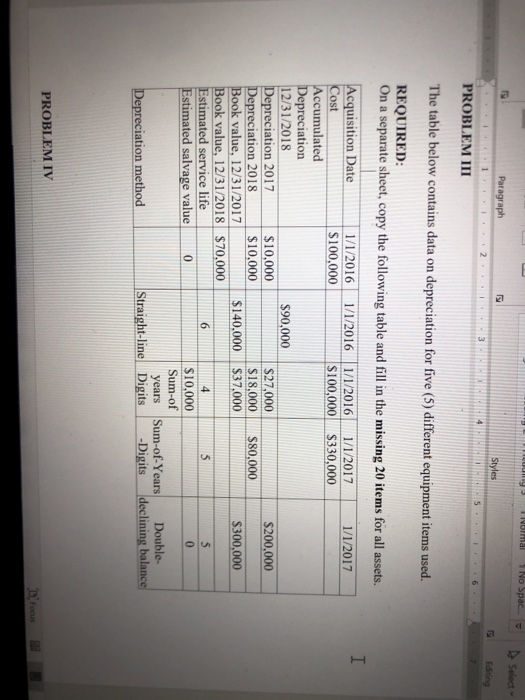  I Norma No Space - Select Paragraph 5 6 PROBLEM III