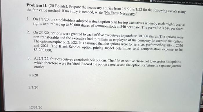  the faur value method. If no entry is needed, write "No