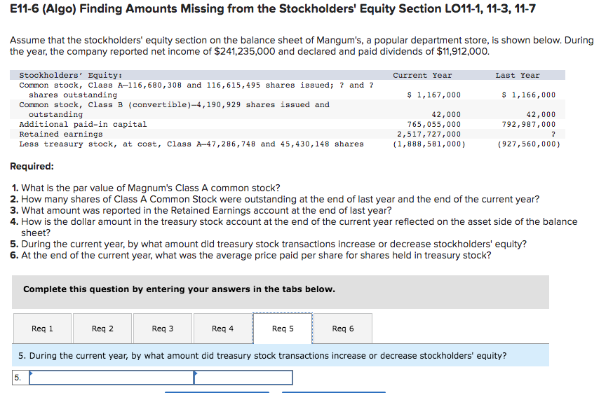 of $11,912,000. Required: 1. What is the par value of Magnum's Class