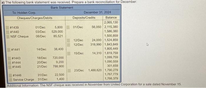 received in November from United Corporation for a sale dated November 15.