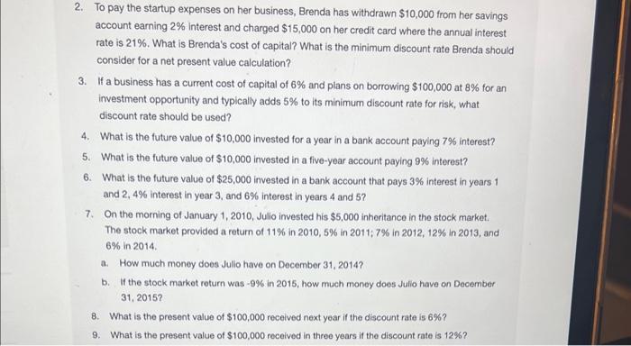  please answer questions 2,3,9, and 16 ABC please answer all questions