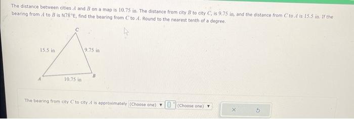  The distance between cities A and B on a map is
