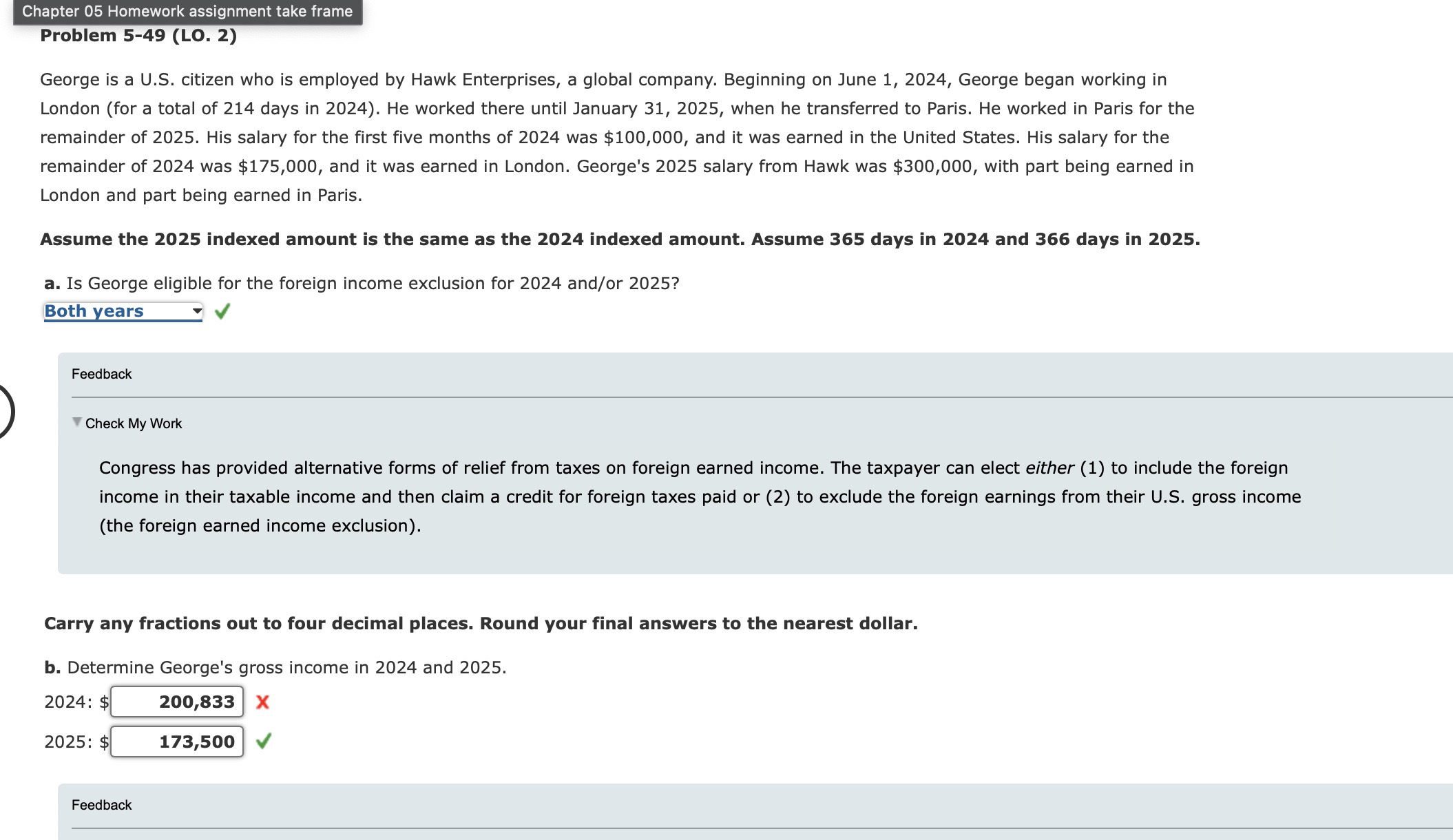  Problem 5-49(LO.2) George is a U.S. citizen who is employed by