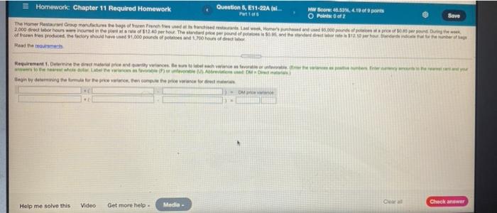  Homework: Chapter 11 Required Homework Question 5, E11-22A (ul.. HW Beere