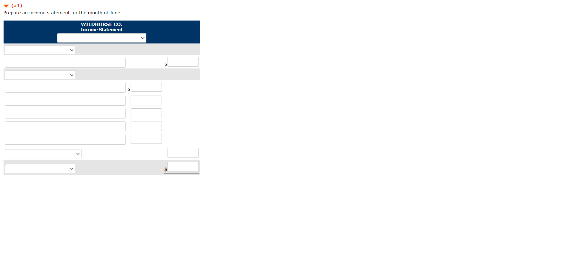 Problem 1-03A a1-a3 (Part Level Submission) On June 1, 2022, Wildhorse