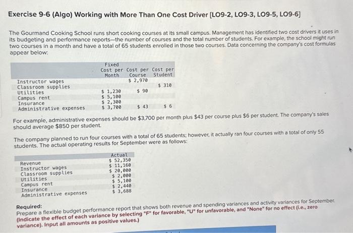  Exercise 9-6 (Algo) Working with More Than One Cost Driver [LO9-2,