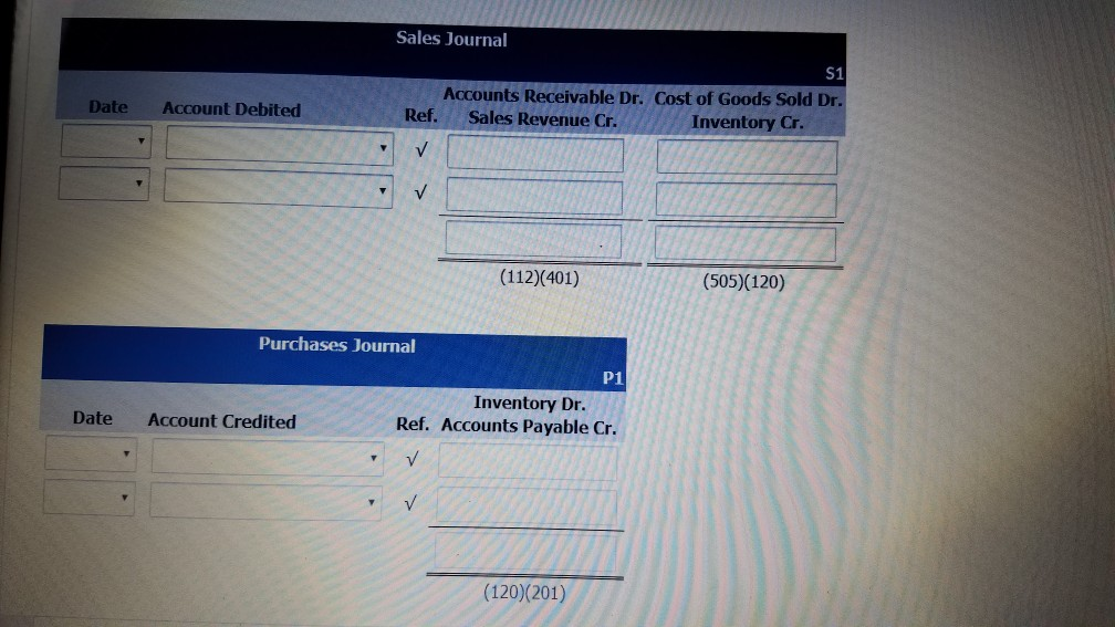412 Sales Returns and Allowances 120 Inventory 414 Sales Discounts 157 Equipment