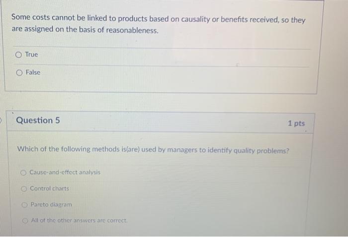  Some costs cannot be linked to products based on causality or