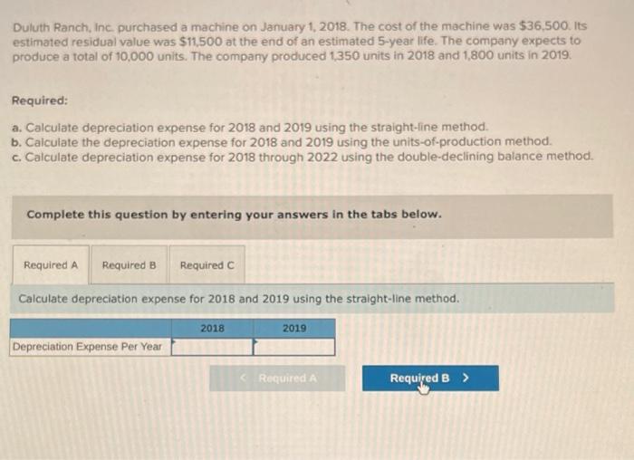  please help with a-c! Duluth Ranch, Inc. purchased a machine on
