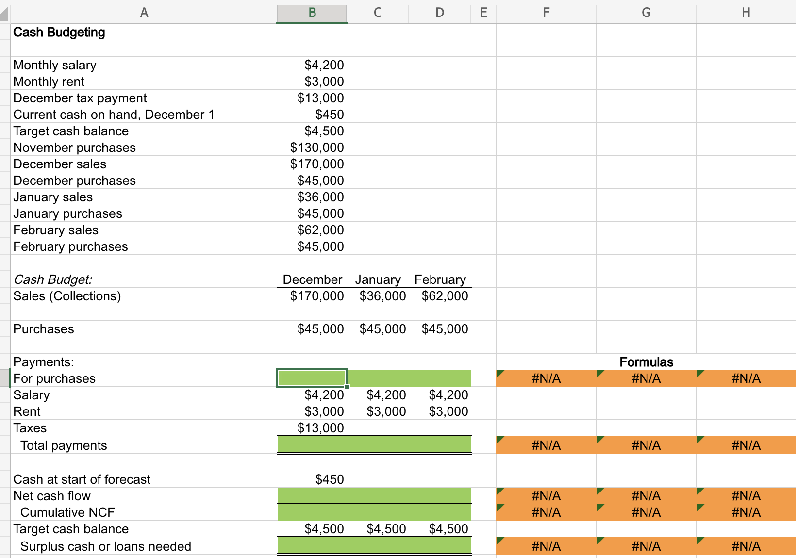 answers to the nearest dollar. Collections and Purchases: a minus sign to