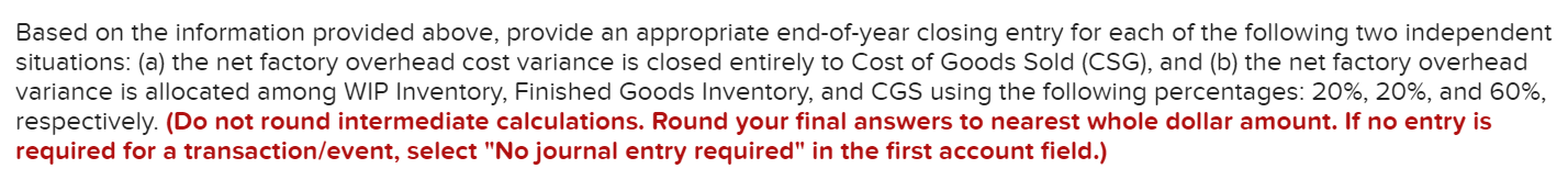 Sons Inc. uses a standard cost system to apply factory overhead costs