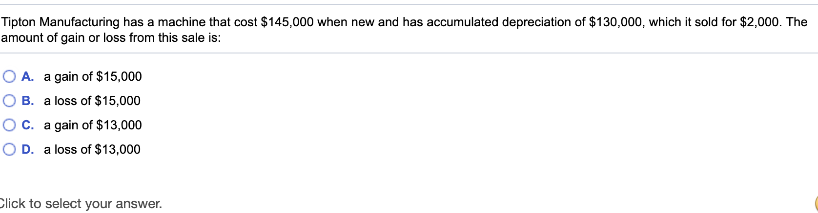  Tipton Manufacturing has a machine that cost $ 145,000 when new