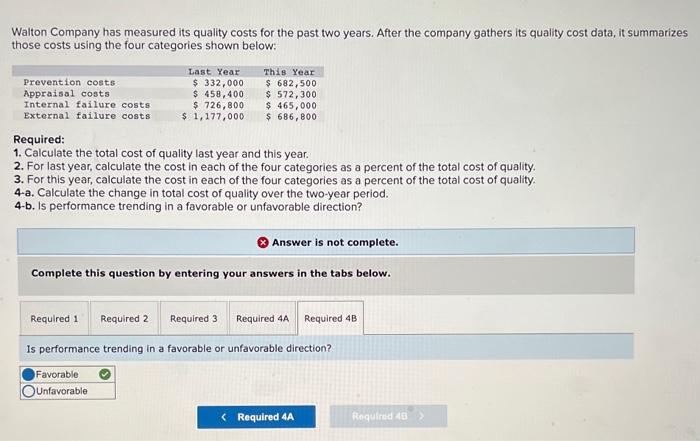 the total cost of quality last year and this year. 2. For