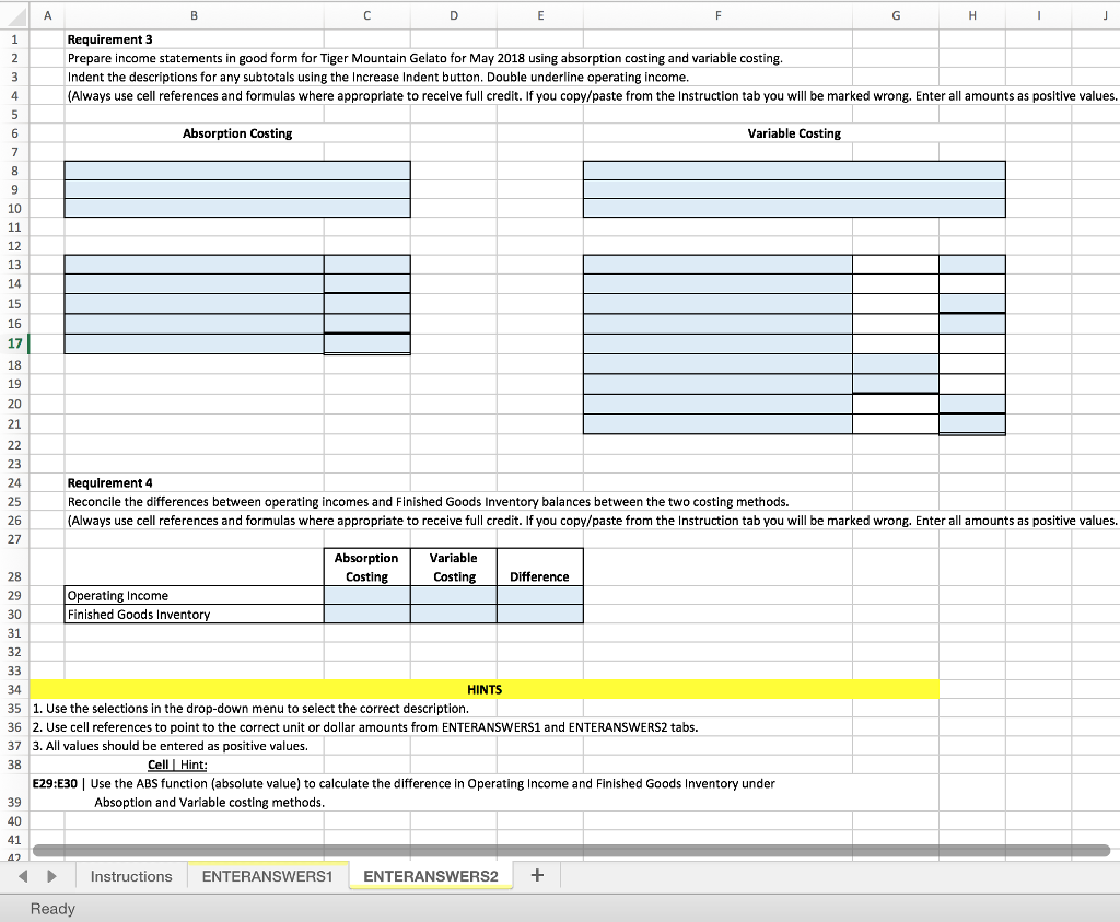 ice cream in May 2018 6 Direct materials cost per pint is