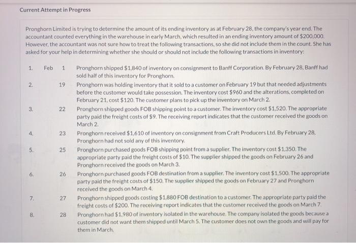  Current Attempt in Progress 1 3. 22 Pronghorn Limited is trying