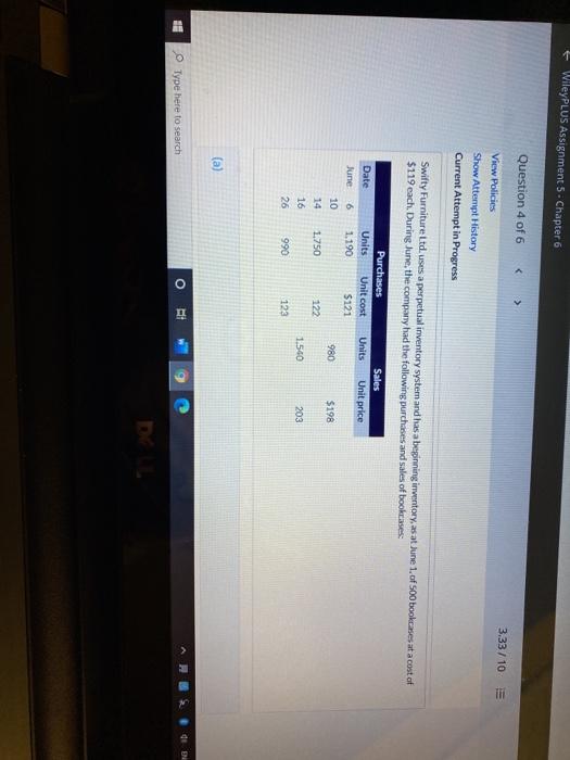  WileyPLUS Assignment 5 - Chapter 6 Question 4 of 6 3.33/10