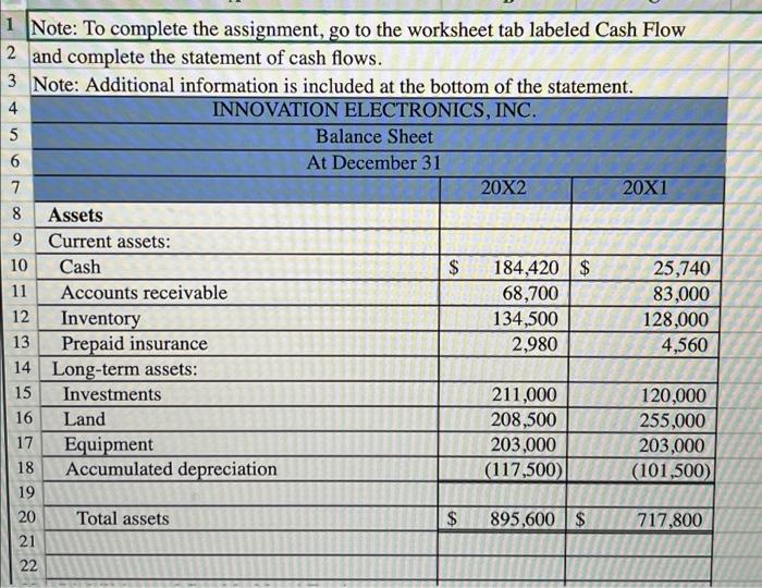 complete the assignment, go to the worksheet tab labeled Cash Flow 2