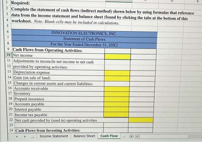 5 Income Statement 6 For the Year Ended December 31, 20X2 7