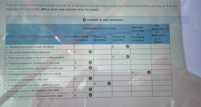 this answer is not complete. more than one colum can be marked.