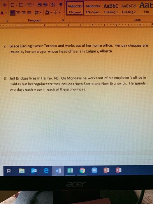 Province or Territory of Employment for Payroll Research which province will be