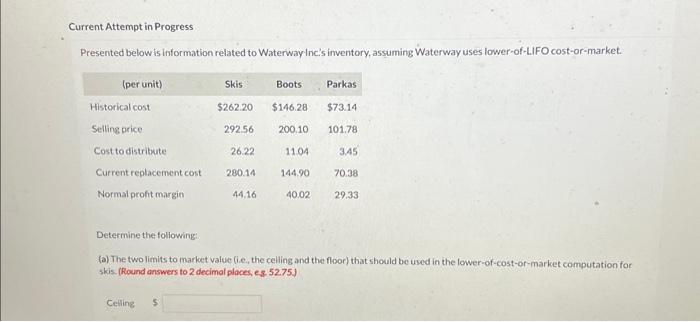 please help me answer this question Presented below is information related to