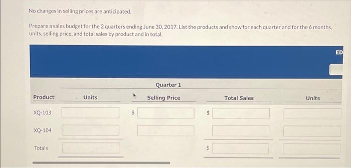sells two models of pocket calculators, XQ-103 and XQ-104. The calculators sell