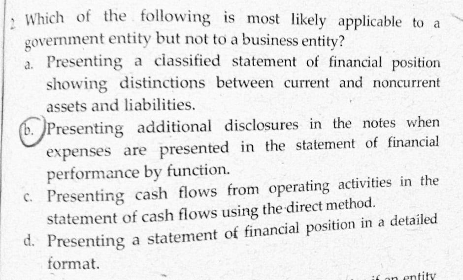 left uncircled. Thanks. The Notice of Cash Allocation (NCA) is least likely
