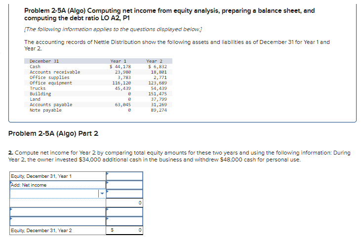 Need help in accounting please. Problem 2-5A (Algo) Computing net income