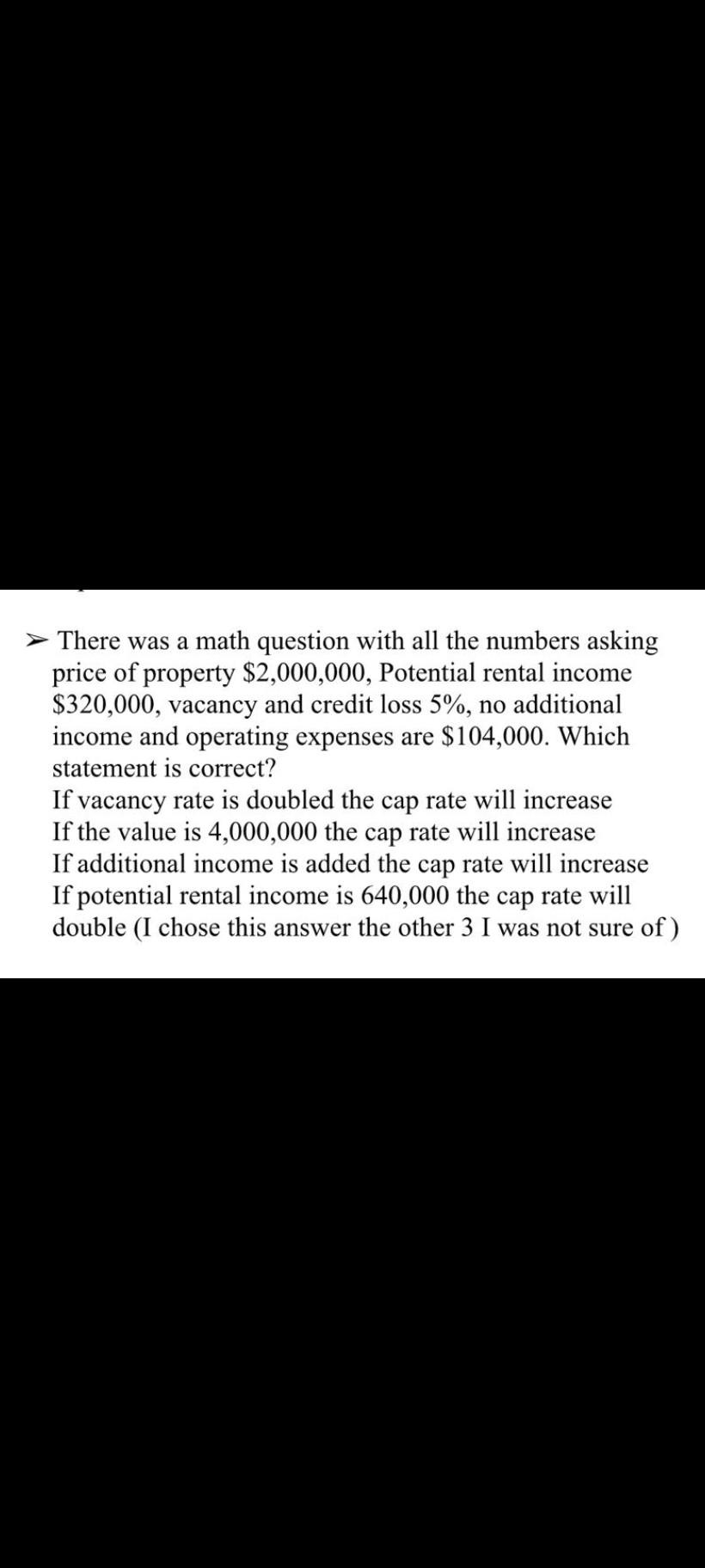 There was a math question with all the numbers asking price