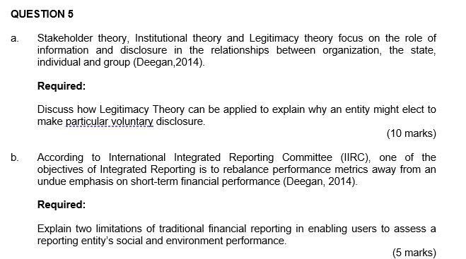  SUBJECT : ACCOUNTING: THEORY AND EMERGING ISSUES QUESTION 5 a. Stakeholder