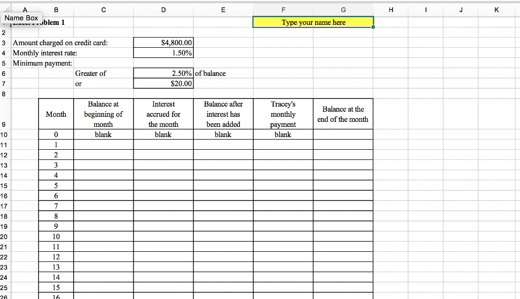 Loan Amortization Use the Excel template provided for this problem. Create the
