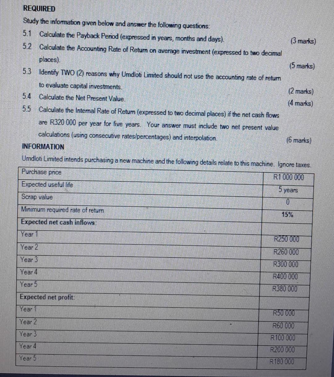 REQUIRED Study the information given below and answer the following questions: