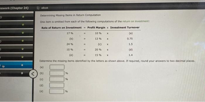  sework (Chapter 24) eBook Determining Missing Items in Return Computation 0