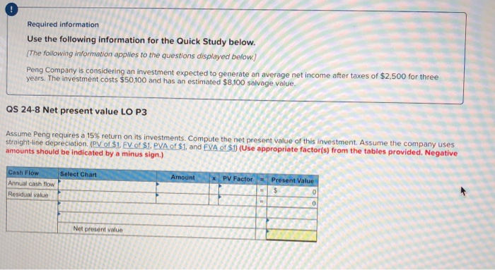  Required information Use the following information for the Quick Study below