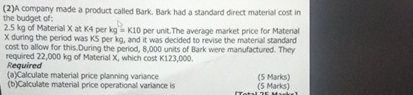  (2)A company made a product called Bark. Bark had a standard